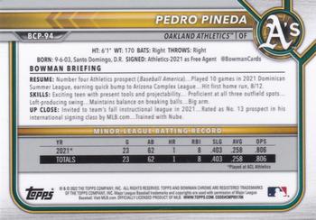 2022 Bowman - Chrome Prospects #BCP-94 Pedro Pineda Back