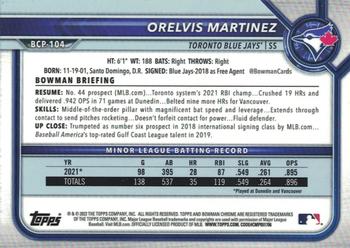 2022 Bowman - Chrome Prospects #BCP-104 Orelvis Martinez Back