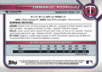 2022 Bowman - Chrome Prospects #BCP-117 Emmanuel Rodriguez Back