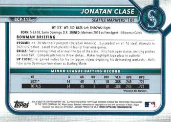 2022 Bowman - Chrome Prospects #BCP-118 Jonatan Clase Back