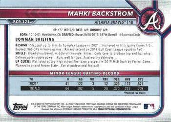2022 Bowman - Chrome Prospects #BCP-121 Mahki Backstrom Back