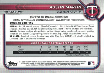 2022 Bowman - Chrome Prospects #BCP-139 Austin Martin Back