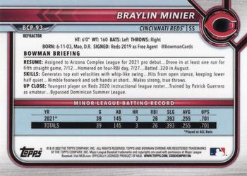 2022 Bowman - Chrome Prospects Refractor #BCP-93 Braylin Minier Back