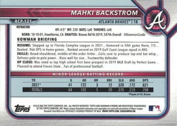 2022 Bowman - Chrome Prospects Refractor #BCP-121 Mahki Backstrom Back