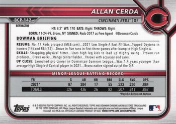 2022 Bowman - Chrome Prospects Refractor #BCP-142 Allan Cerda Back