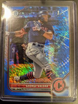 2022 Bowman - Chrome Prospects Blue Shimmer Refractor #BCP-22 George Valera Front