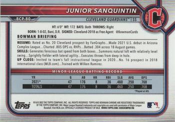 2022 Bowman - Chrome Prospects Gold Shimmer #BCP-80 Junior Sanquintin Back