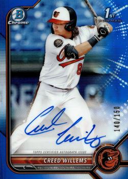 2022 Bowman - Chrome Prospect Autographs Blue Refractor #CPA-CW Creed Willems Front