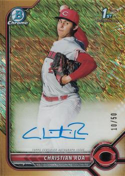 2022 Bowman - Chrome Prospect Autographs Gold Shimmer Refractor #CPA-CRA Christian Roa Front