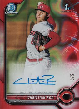 2022 Bowman - Chrome Prospect Autographs Red Lava Refractor #CPA-CRA Christian Roa Front