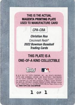 2022 Bowman - Chrome Prospect Autographs Printing Plates Magenta #CPA-CRA Christian Roa Back