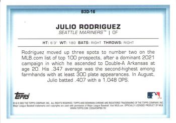 2022 Bowman - Bowman in 3D #B3D-16 Julio Rodriguez Back