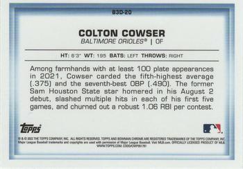 2022 Bowman - Bowman in 3D #B3D-20 Colton Cowser Back