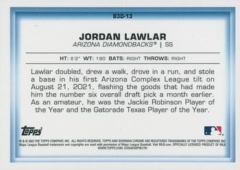 2022 Bowman - Bowman in 3D Gold Refractor #B3D-13 Jordan Lawlar Back