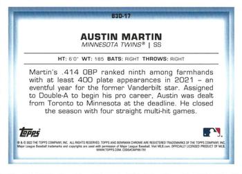 2022 Bowman - Bowman in 3D Gold Refractor #B3D-17 Austin Martin Back