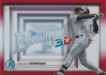 2022 Bowman - Bowman in 3D Red Refractor #B3D-8 Yoelqui Cespedes Front