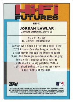 2022 Bowman - Hi-Fi Futures Orange Refractor #HIFI-13 Jordan Lawlar Back