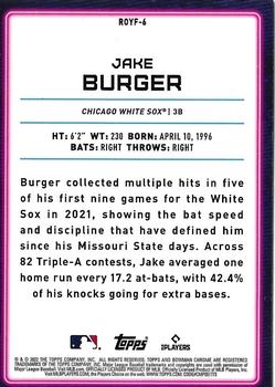 2022 Bowman - Rookie of the Year Favorites #ROYF-6 Jake Burger Back
