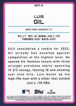 2022 Bowman - Rookie of the Year Favorites #ROYF-15 Luis Gil Back