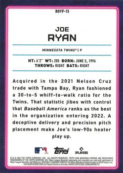 2022 Bowman - Rookie of the Year Favorites Aqua Refractor #ROYF-13 Joe Ryan Back