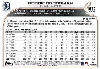 2022 Topps Detroit Tigers #DET-3 Robbie Grossman Back