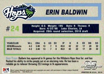 2019 Grandstand Hillsboro Hops #NNO Erin Baldwin Back