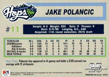 2019 Grandstand Hillsboro Hops #NNO Jake Polancic Back