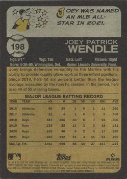 2022 Topps Heritage - Red Border #198 Joey Wendle Back