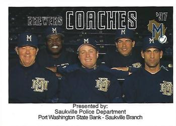 1997 Milwaukee Brewers Police - Saukville Police Department, Port Washington State Bank - Saukville Branch #NNO Brewers Coaches Front