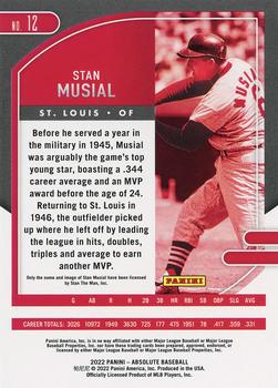 2022 Panini Absolute #12 Stan Musial Back