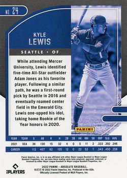 2022 Panini Absolute #24 Kyle Lewis Back