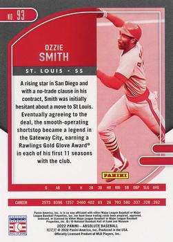 2022 Panini Absolute #93 Ozzie Smith Back