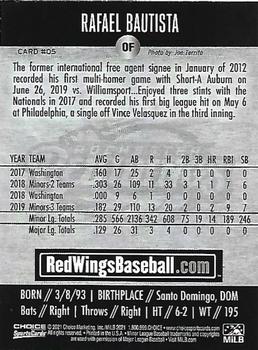 2021 Choice Rochester Red Wings #5 Rafael Bautista Back