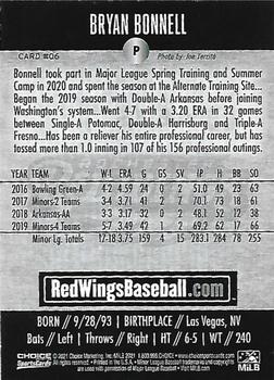 2021 Choice Rochester Red Wings #6 Bryan Bonnell Back