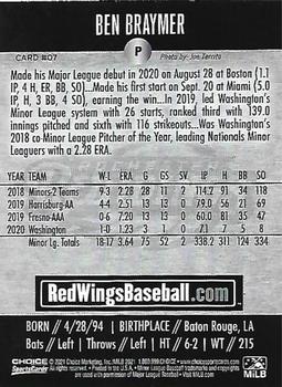 2021 Choice Rochester Red Wings #7 Ben Braymer Back