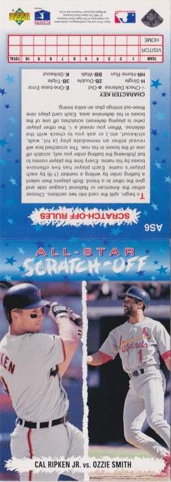 1993 Upper Deck Fun Pack - All-Star Scratch-Off #AS6 Cal Ripken Jr. / Ozzie Smith Front