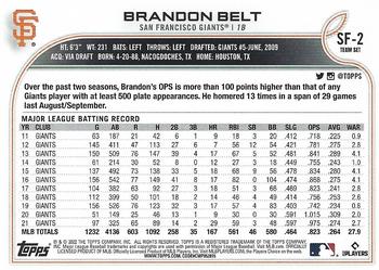 2022 Topps San Francisco Giants #SF-2 Brandon Belt Back