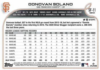 2022 Topps San Francisco Giants #SF-11 Donovan Solano Back