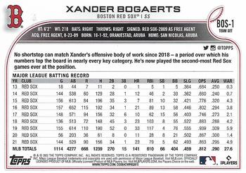 2022 Topps Boston Red Sox #BOS-1 Xander Bogaerts Back