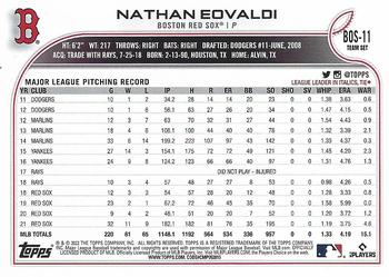 2022 Topps Boston Red Sox #BOS-11 Nathan Eovaldi Back
