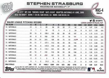2022 Topps Washington Nationals #WAS-4 Stephen Strasburg Back