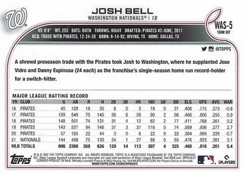 2022 Topps Washington Nationals #WAS-5 Josh Bell Back