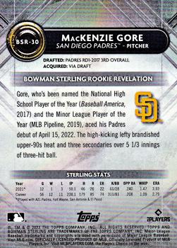 2022 Bowman Sterling #BSR-30 MacKenzie Gore Back