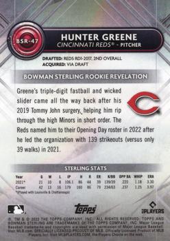 2022 Bowman Sterling #BSR-47 Hunter Greene Back