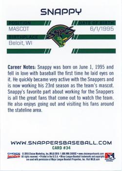 2018 Choice Beloit Snappers #34 Snappy Back