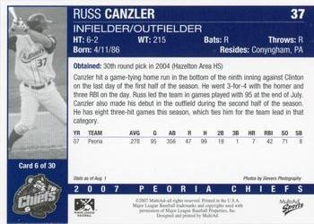 2007 MultiAd Peoria Chiefs Update #6 Russ Canzler Back