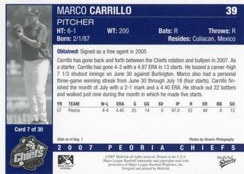 2007 MultiAd Peoria Chiefs Update #7 Marco Carrillo Back