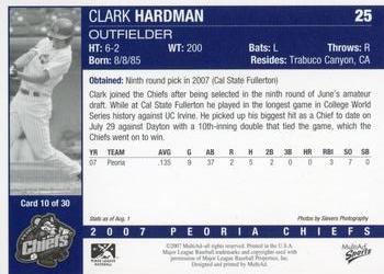 2007 MultiAd Peoria Chiefs Update #10 Clark Hardman Back