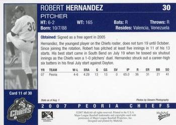 2007 MultiAd Peoria Chiefs Update #11 Robert Hernandez Back