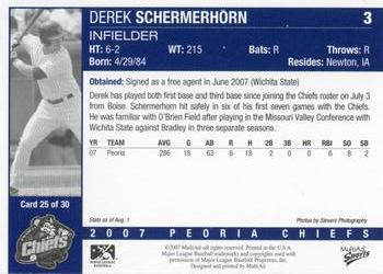 2007 MultiAd Peoria Chiefs Update #25 Derek Schermerhorn Back